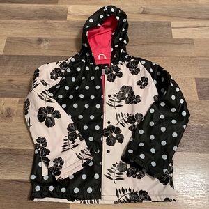 Black and white rain jacket
